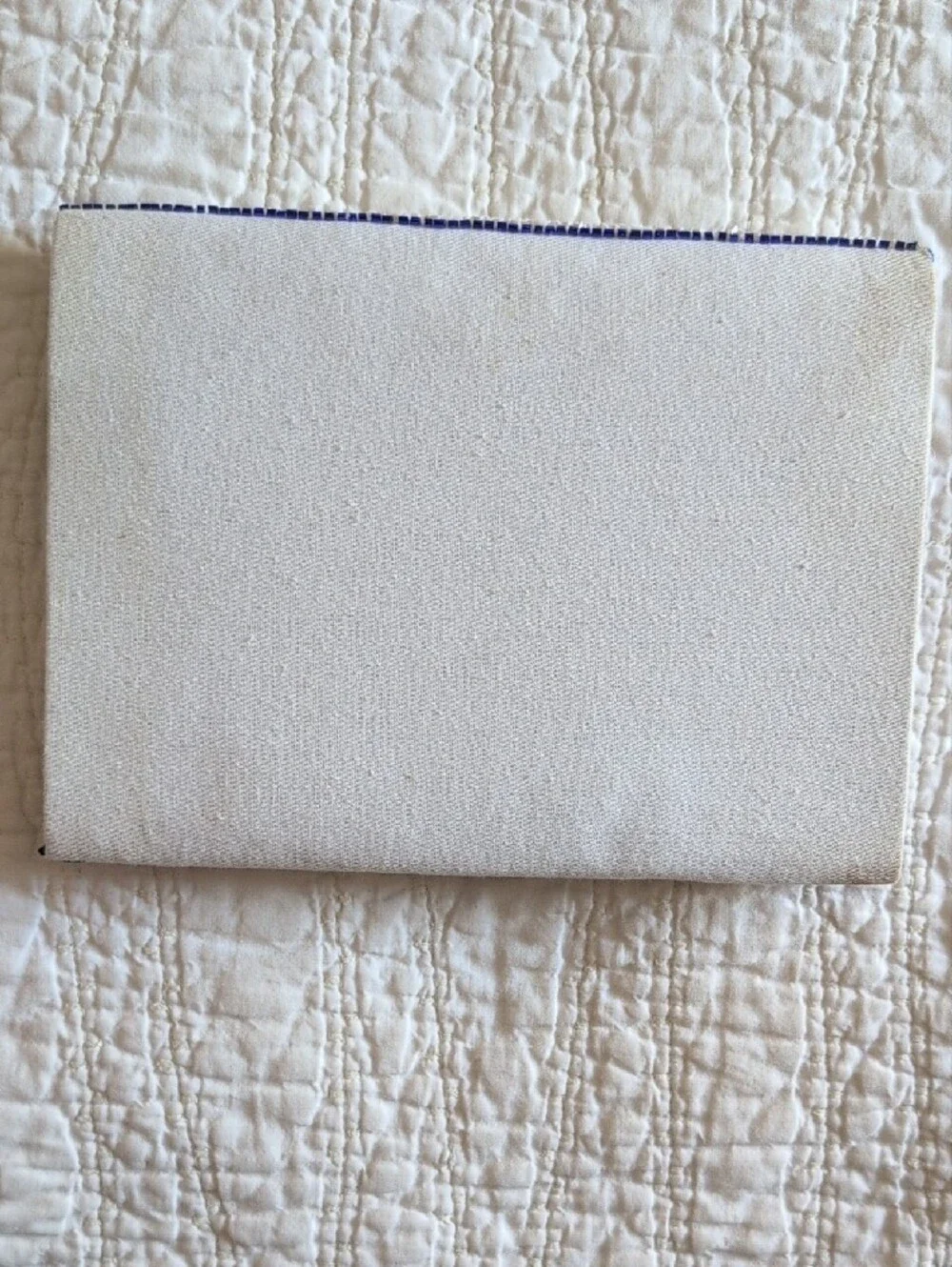 Beaded White and Blue Envelope Clutch Bag - Elegant Tassel Detail